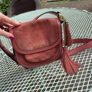 Michael Kors suede and leather crossbody